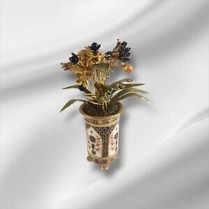 VTG Jane Hutcheson IMARI Porcelain Vase Enamel Jewed Flowers